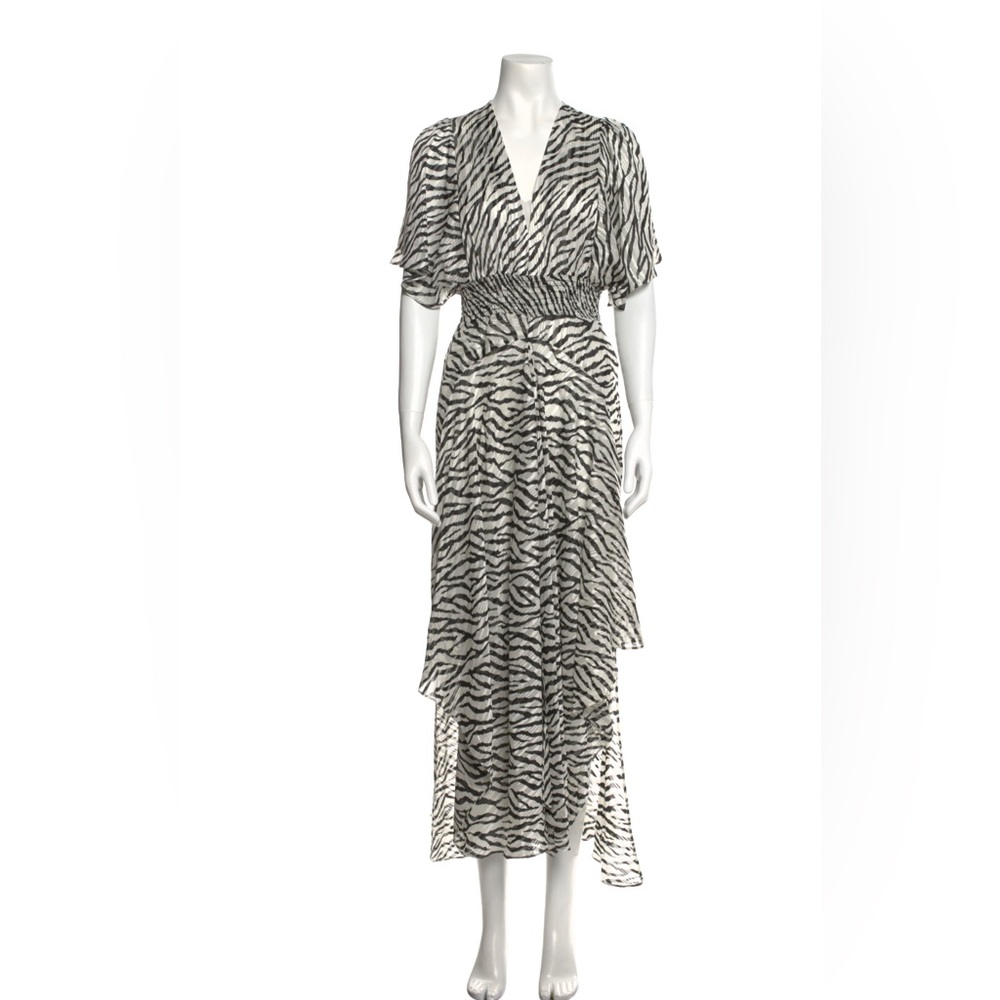 Maje Rachelle Shirred Zebra-Print Jacquard Maxi Dress Size 36 or S - Picture 15 of 16